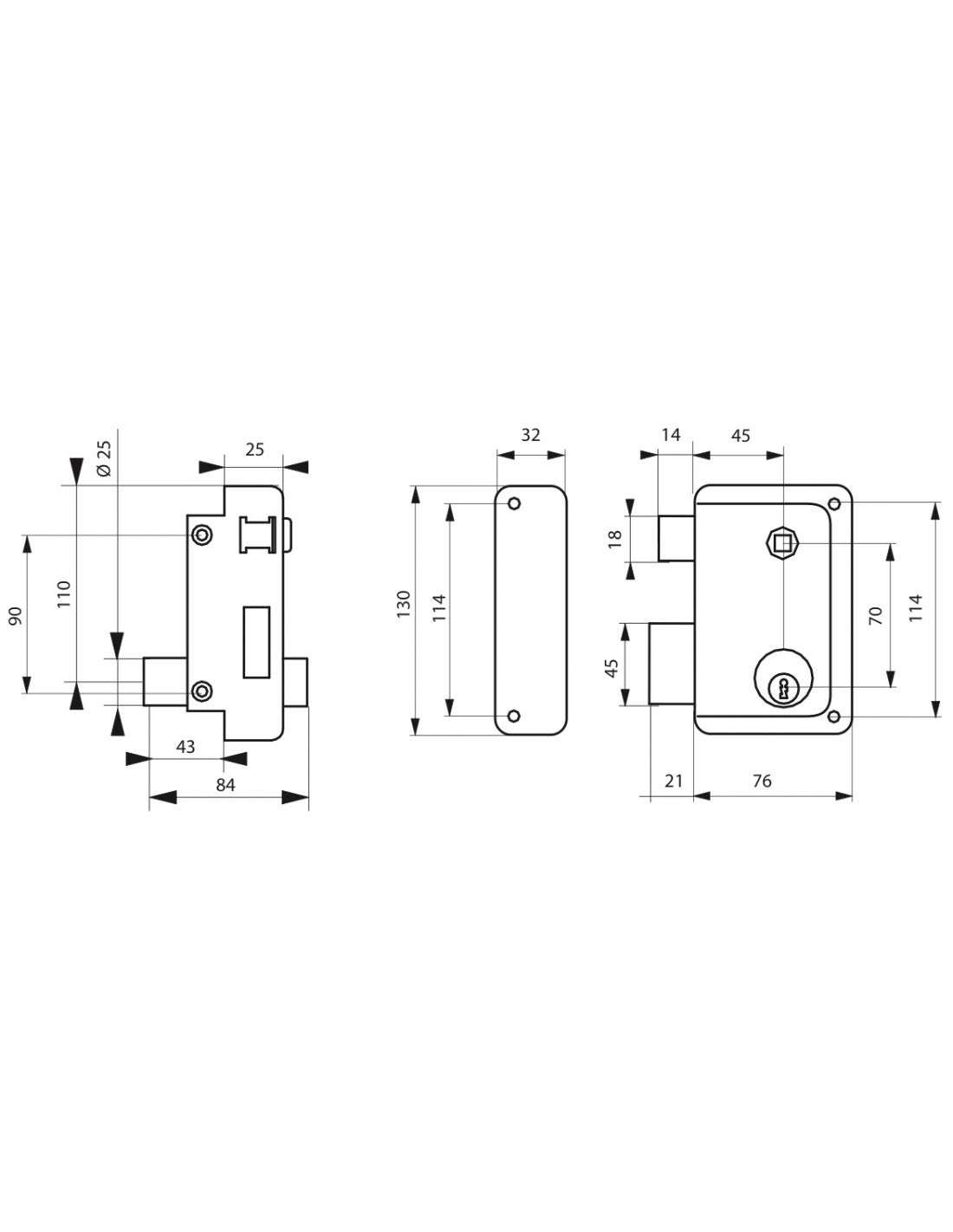 THIRARD - Serrure applique verticale à à fouillot 76x130mm gauche - 8146