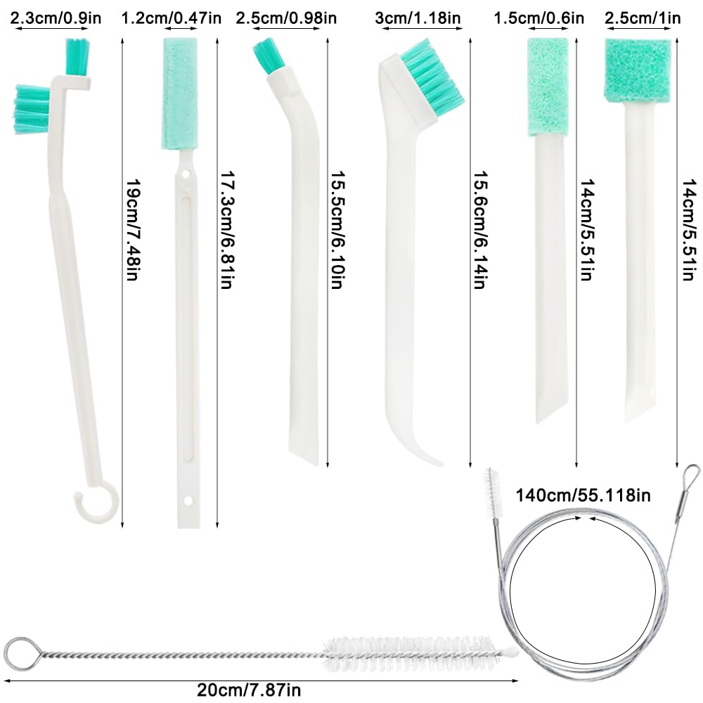 YuCool Ice Machine Cleaning Tools,8Pcs Ice Maker Cleaning Brush Set with 2Pcs Drain Pipe Brush Nylon Bristles and 2Pcs Long Straw Brush