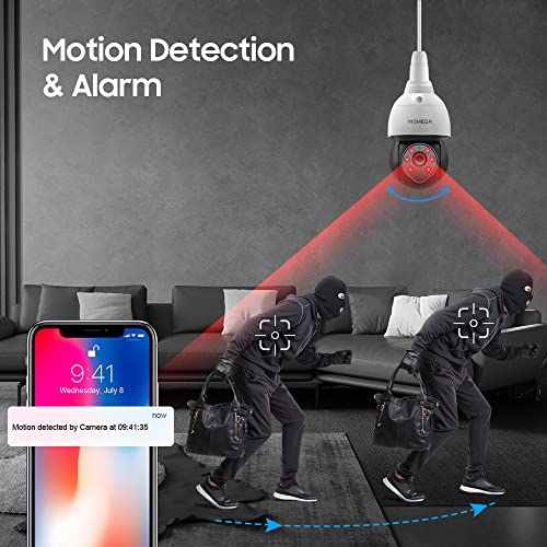 Inqmega 3Mp Light Bulb Camera, 2.4Ghz Wireless Home Security Camera, Motion Detection & Tracking Alarm, 2-Way Audio, Enhanced Night Vision, 360° View Ptz Large Lightbulb Camera Indoors/Outdoors #TOP2
