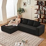 Yihomfy 261cm Canapé d'angle, Canapé Compressé avec Méridienne et 4 Coussins, Canapé Modulable en Velours côtelé, Canapé 3-4 Places pour Salon et Appartement