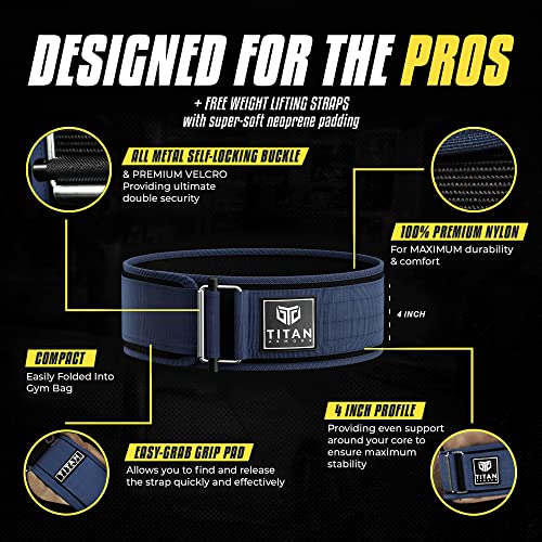 Titan Armour® Premium Self-Locking Weight Lifting Belt, Midnight Blue, Medium - Image 2