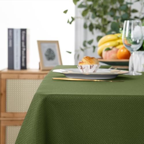 Hiasan Jacquard Textured Rectangle Tablecloth 60x120 Inch, Olive Green by Hiasan - Used condition - Image 6