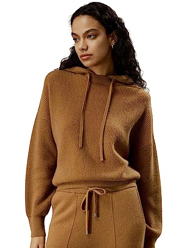 LilySilk Womens Pullover Sweater 100% Cashmere Oversized Hoodie with Detached Hood for Fall & Winter Causal