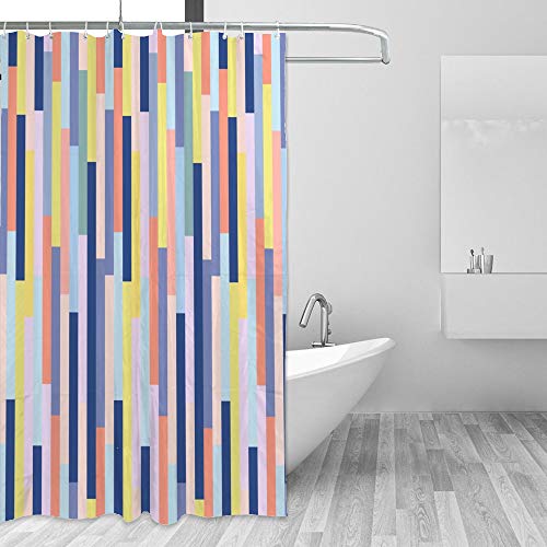 Rideau de douche imperméable à rayures colorées style moderne 168x183 cm