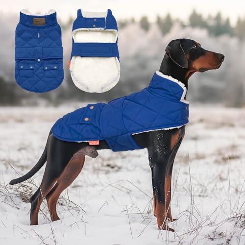 KYEESE-Dog-Coats-Warm-Dog-Jacket-Winter-Windproof-Padded-Sherpa-Cozy-Dog-Clothes-for-Small-Dogs-with-Furry-Collar-BlueS KYEESE Dog Coats Warm Dog Jacket Winter Windproof Padded Sherpa Cozy Dog Clothes for Small Dogs with Furry Collar BlueS