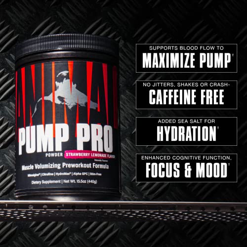 Animal Pump Pro Powder – Alpha Gpc - Non Stimulant Preworkout – Pump & Cell Volumization With Added Sea Salt For Electrolytes – 20 Servings - Strawberry Lemonade #TOP2