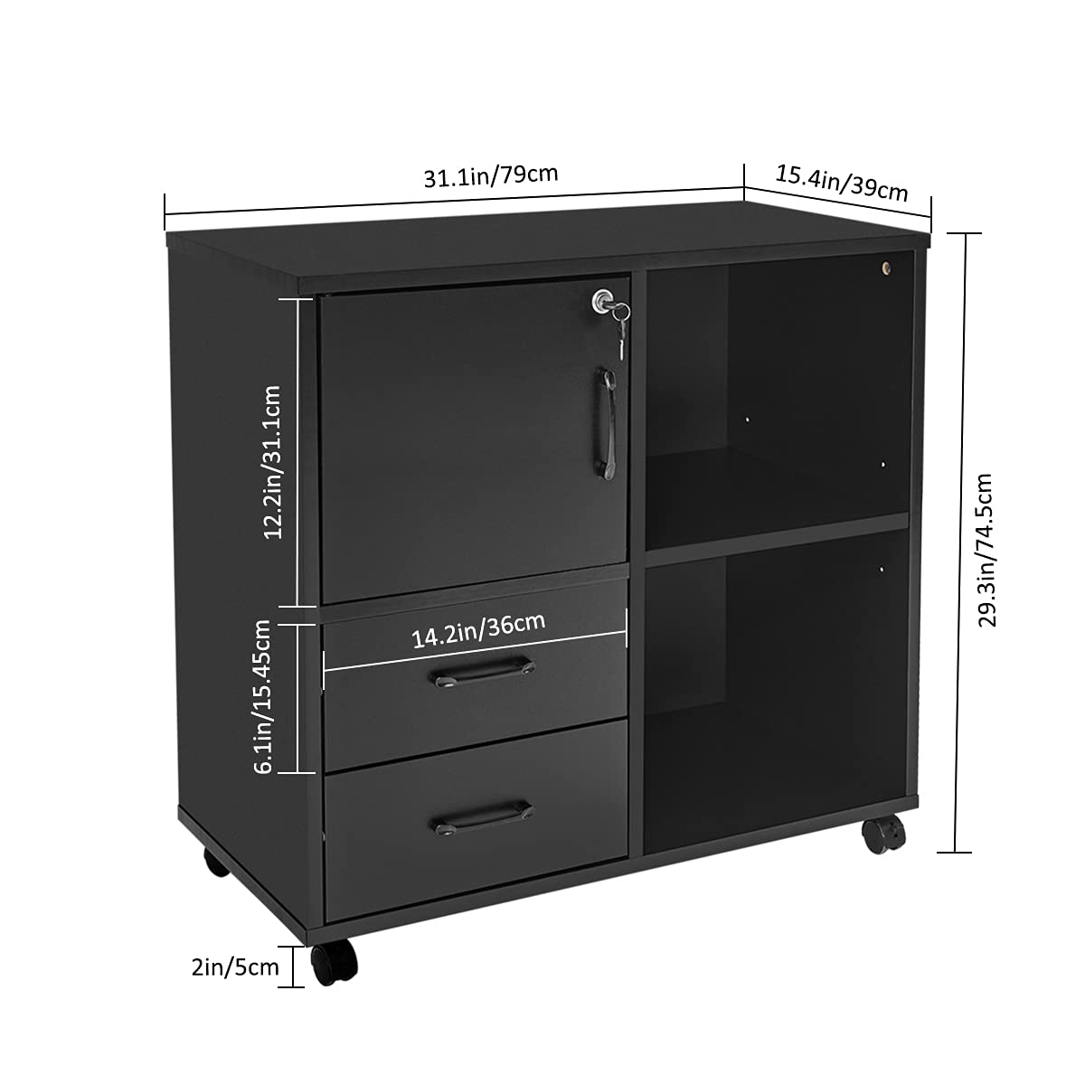Buy Office Storage with 2 Drawers, Modern Rolling with