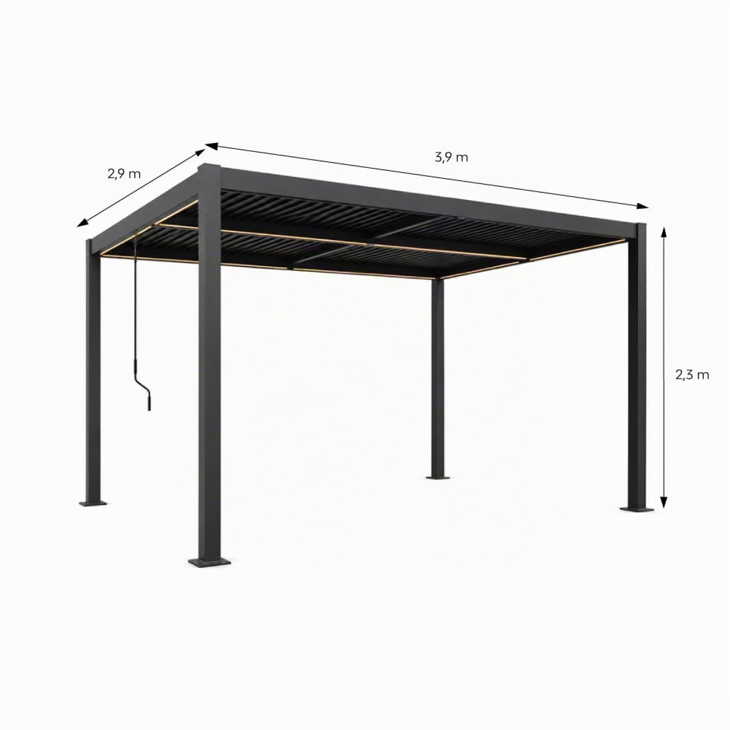 Pergola Bioclimatique CORFU LED Noir 4x3 m