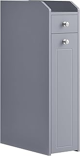 VASAGLE Slim Storage Cabinet, Narrow Storage Organizer with Slide Out Drawers, Freestanding Toilet Paper Holder, Small Space Skinny Cabinet for Bathroom Kitchen Corner, Dove Gray UBBC847G02