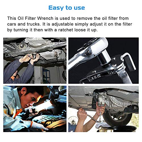 Universal Adjustable Oil Filter Wrench From 2-1/2 inch to 4.5 inch Oil Filter Wrench Tool Set With 3 Jaw