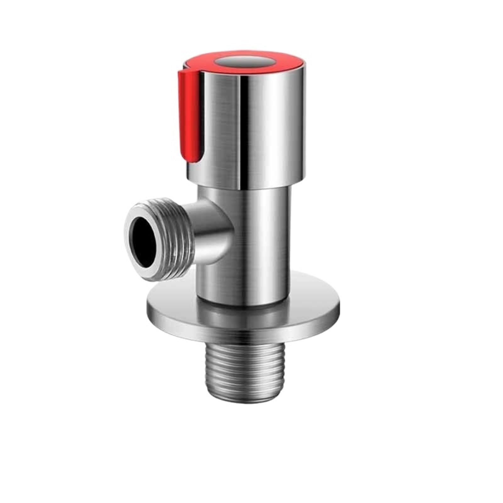 Bvhisehp Style 1 Red Stainless Steel Hot Cold Water Angle Stop Valve G1/2 Thread Water Inlet Shut Off Valve For Bathroom Kitchen Sink Basin Faucet(Style 1 Red)