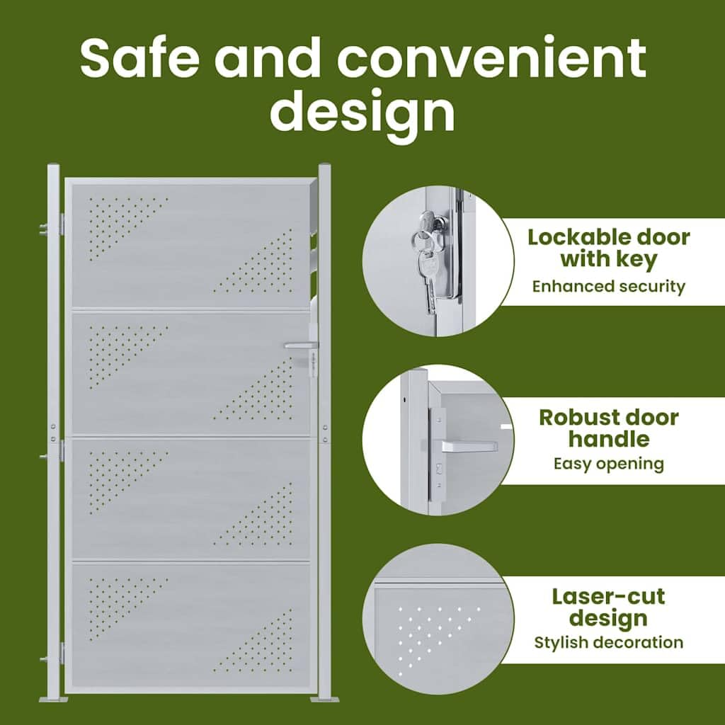 vidaXL Puerta de jardín Plateado 96 x 200 cm Acero Inoxidable, Jardín y terraza, Rectangular, diseño Moderno, Innovador, Espacio Exterior, características Elegantes, atmósfera Fresca, Serenidad