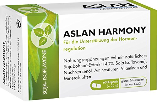 ASLAN Harmony, (1-Monatpackung = 60 Kapseln) – Nahrungsergänzungsmittel mit Soja-Extrakt, Soja-Isoflavonen, Nachtkerzenöl, Biotin, Zink, Kupfer und Selen zur Unterstützung der Hormonregulation und für das Wohlbefinden der Frau