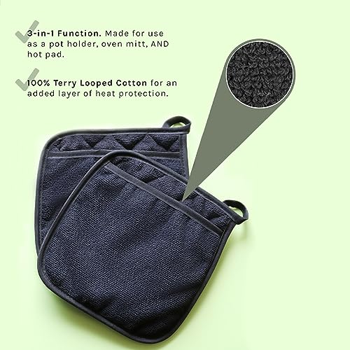 Waliah ADF111 2Pcs Pot Holders Premium Terry Hot Pads Pot Holder For Kitchen Heat Resistant Cotton Potholders Oven Pot Holders Set thumb #2