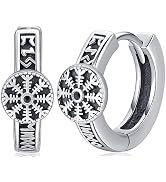 Boucles D'Oreilles Créoles Vikings Runes Argent 925 - Bijoux Nordiques Homme Femme, Style Huggie