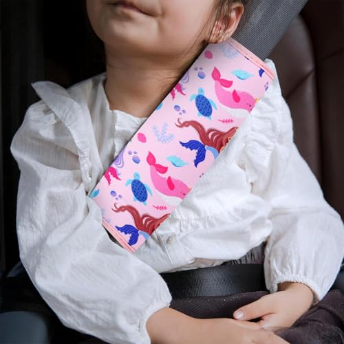 Image of YR Seat Belt Cover for Kids, Soft Comfort Seat Belt Cushion for Children, Cute Cartoon Pattern Car Seat Belt Pads Cover for Girls and Boys, 1 Pack (Cute Mermaid)