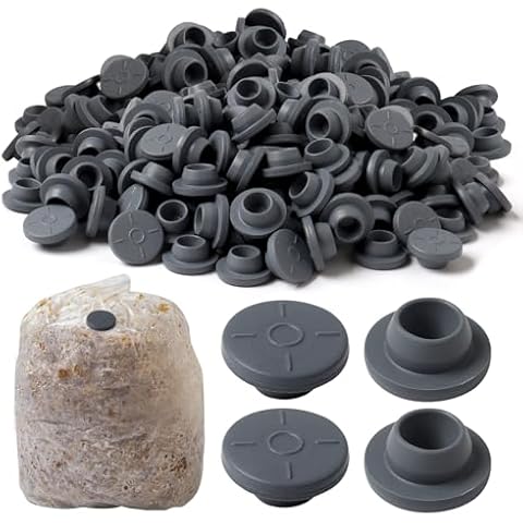 Ira Pollitt 150 Pieces 20mm Vial Rubber Stoppers Mushroom Self Healing Rubber Injection Ports for Glass Vial and Liquid Culture Jars, Can Be Sterilized Cover
