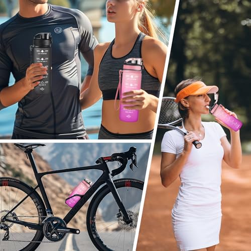 Image of Enerbone 24 oz Water Bottle, Leakproof BPA & Toxic Free, Motivational Water Bottle with Times to Drink and Straw, Fitness Sports Water Bottle with Strap for Office, Gym, Outdoor Sports