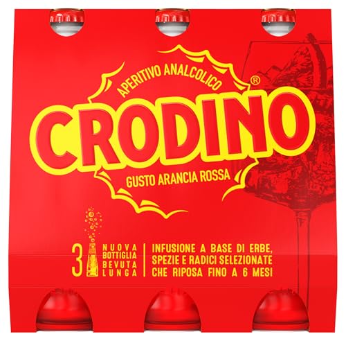 Crodino Arancia Rossa - Aperitivo Analcolico Pronto da Bere, 3 Bottigliette da 17,5 cl
