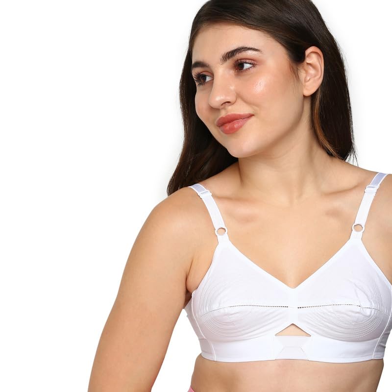 Image of BLOSSOM Priyasajini Women's Full Coverage 100% Woven Cotton Single Layer Round Stitch Non Padded Wirefree Conical Cup Everyday Bra