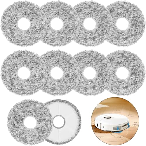 10 Lingettes de Rechange pour ECOVACS DEEBOT X2/T20/T20e/T30 OMNI, Tampons de Nettoyage en Coton Accessoires Réutilisables, pour Dreames L10s/L10/L20/X40/L40...