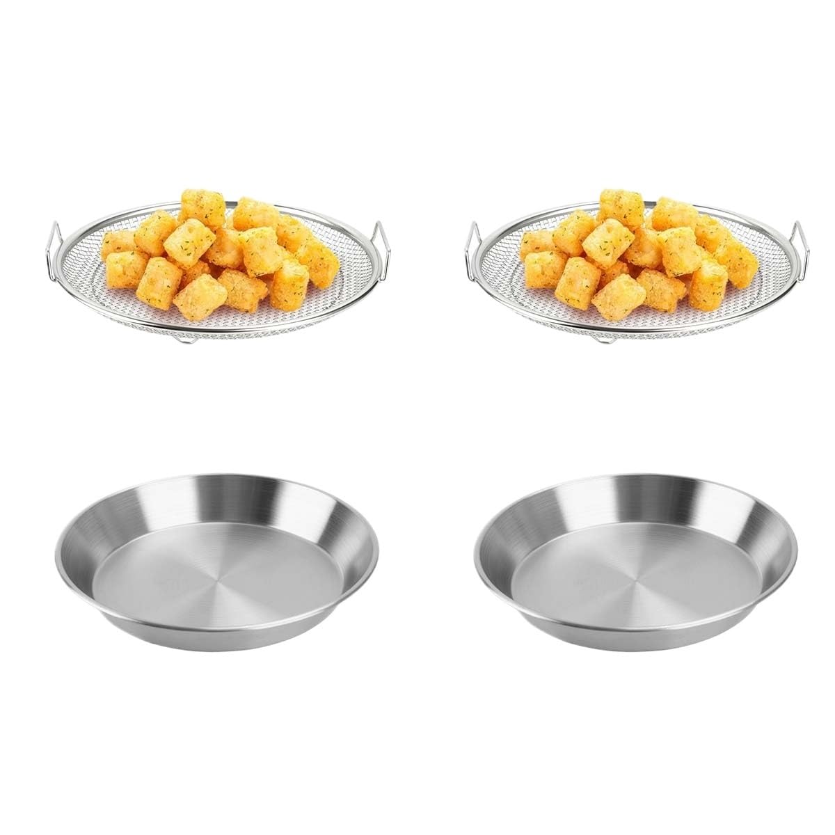 Cestillo Freidora Bandeja de Filtro Aceite Acero Inoxidable 2 Piezas con Malla Cestas Patatas Fritas