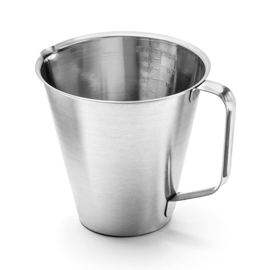 Forgast Misurino, Acciaio inossidabile, Forma conica, Misura tutto 100 ml, Capacità 1 l, Altezza 13 cm, Diametro 13,5 cm, Misurini, Recipiente dosatore, Caraffa con misurino, Accessori cucina