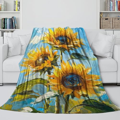 Couverture en flanelle douce chaude Helianthus imprimée 3D