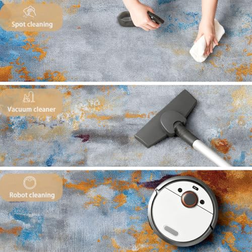 Tapis abstrait moderne 140 x 200 cm texture dégradé haut de gamme - 7