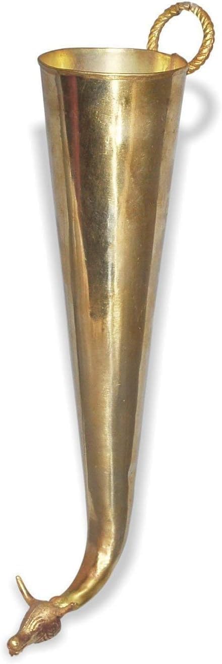 Antique Pure Brass Gaumukhi Shringi Patra Nandi Mukh Jaladhari for Holy Offerings, Abhishekam, Home, Worship, Temples - Pack of 1 (Length- 10" Inches)