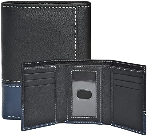 ESTALON Slim Wallet for Men - RFID Blocking Real Leather Trifold Money Wallet Dual Color