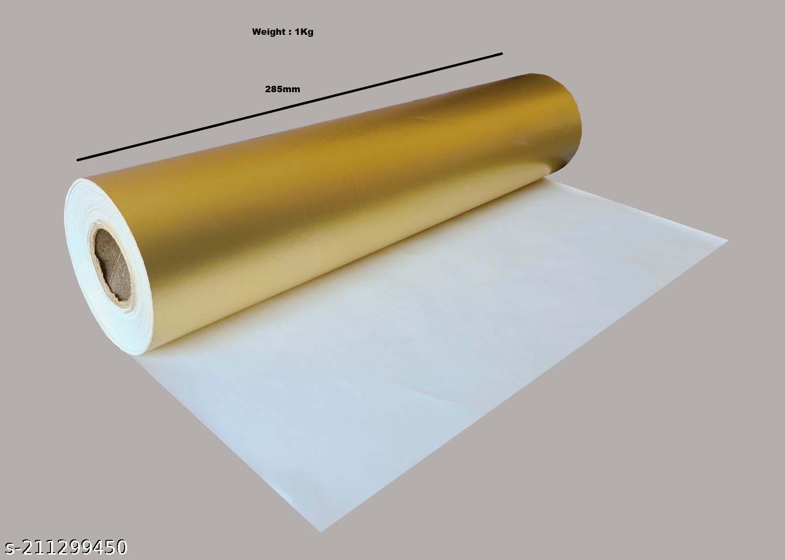 Polaris Fox Gold Aluminum Foil for Food Wrapping 1KG - Paper Foil with Coating (White Paper on one Side and Gold Aluminum on The Other Side) Width 285mm, 1KG foil Paper 1