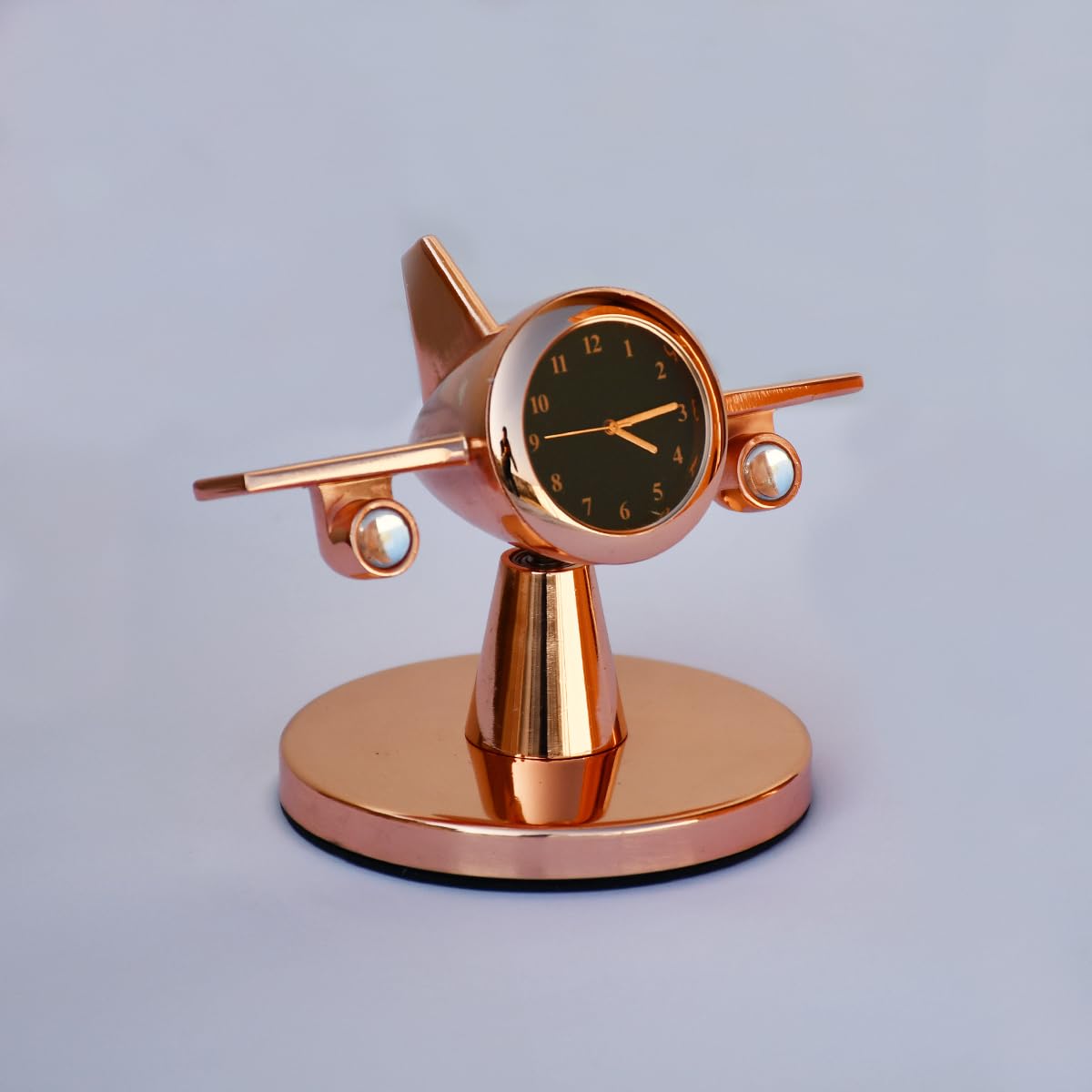 Saugat Traders Rotating Airplane Table Clock Showpiece - Aeroplane Clock for Office Desk, Study Table - Corporate Gift for Client, Employees, Men, Boys (Copper)-image-3