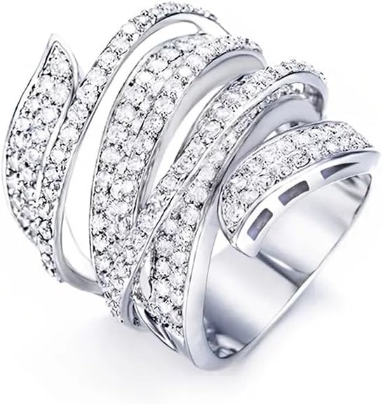 ENDLESSNESS & ETERNITY14K Gold Plated Cocktail Ring Cubic Zirconia CZs Simulated Diamond Stackable Wedding Band Ring Engagement Ring Anniversary Ring Party Ring