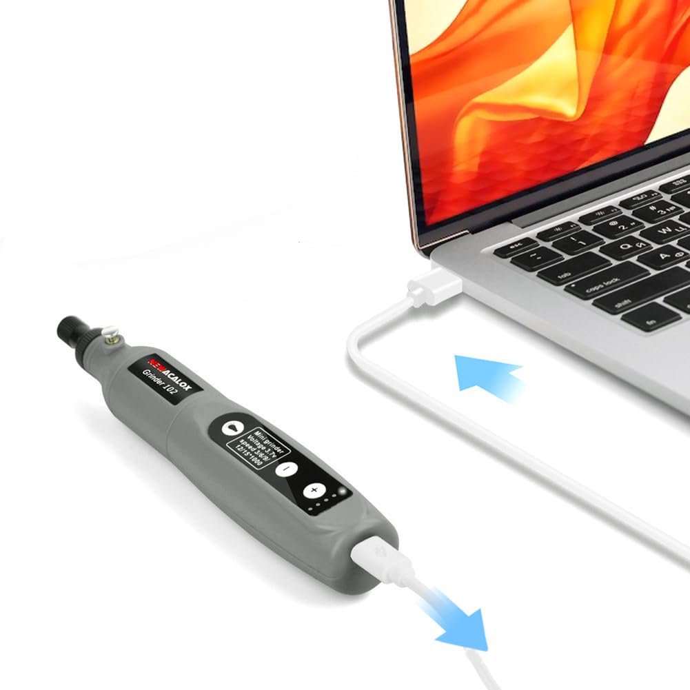 Mini Smerigliatrice Ricarica USB 26 Pezzi Kit Accessori Incisione Intaglio Velocità Variabile LED