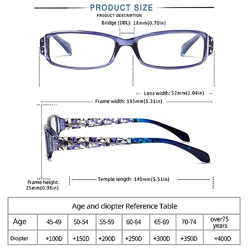 Image of Henotin 6 Pack Reading Glasses for Women, Blue Light Blocking Pattern Print Readers, Spring Hinge Computer Eyeglasses (Multi-Colors, 0.0)