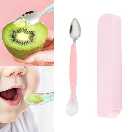 Cots and Cuddles 1pc Silicone Gel Spoon with Box for Baby Feeding | Non-Toxic BPA Free Food Grade Material | Spoon Self Feeding Spoon (Random Colour) (Scrapper Spoon)
