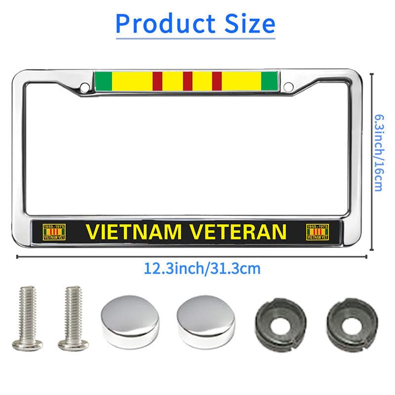 Image of US Army Vietnam Veteran 2 Holes Black License Plate Frame,US Army Vietnam Veteran Auto Car License Plate Frame Tag for US Canada Vehicles