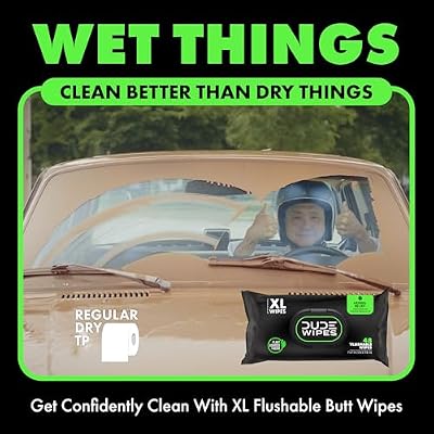 DUDE Wipes Herbal Relief Flushable Wipes - Extra-Large Adult Wet-Wipes - Infused with Soothing Witch Hazel, Geranium Essential Oils, Vitamin E, and Aloe - Septic and Sewer Safe 48 Count (Pack of 12)