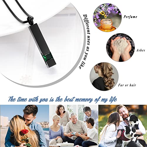 XSMZB Crystal Cremation Urn Jewelry Cube Memorial Ashes Necklace Pendant Keepsake- Black Birthstone Series(Green)