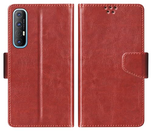 SBMS Flip Cover for Oppo Reno 3 Pro/Oppo Reno3 Pro Back Cover Case with Magnatic Closure | Inbuilt Stand | Card & Money Pocket (Brown)