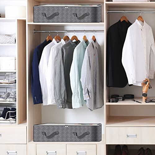4 Pack Under Bed Storage Containers, Large Capacity Foldable Underbed Storage Bags Organizer, Clothes Storage Bins With Clear Window And Reinforced Handles For Blanket, Comforter, Bedding, Toys #TOP6