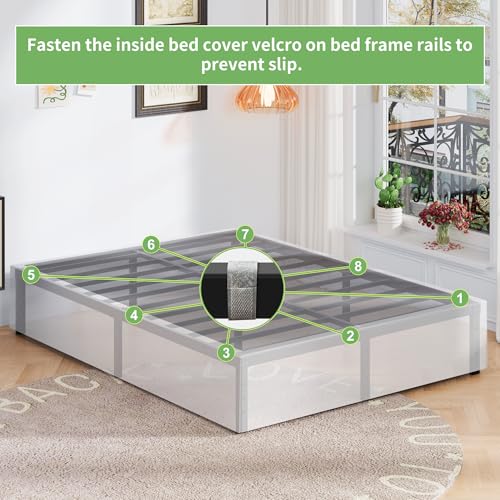 Upcanso Estrutura de cama de casal de 40,6 cm com capa de tecido, moldura de cama de metal tamanho c