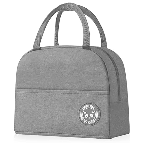 lohey Insulated Lunch Bag, Thermal Lunch Box for Adult Kids, Water-Resistant Small Cool Bag Leak-Proof Lunch Organizer for Work, School, Picnic (Grey)