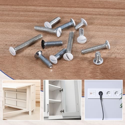 QUARKZMAN 50 Stück Wandplattenschrauben, 9/16 lang 10.5x3.2mm Schwarz Schlitz Schrauben 6-32 Gewinde Steckdosen-Schrauben ovaler Kopf mit gefrästem Schlitz Panel-Schalterplattenschrauben