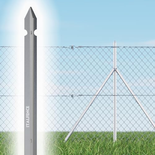 Italfence - Set de 5 postes T para cercado en hierro galvanizado (Todas las alturas disponibles) [H 125cm, 30x30x3mm]