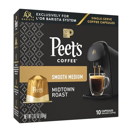 L'OR Barista Coffee Pods, 10 Count Peet's Midtown, Single-Serve Aluminum Capsules Compatible with...