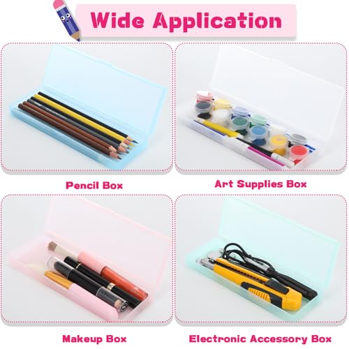Image of Fainne 36 Pcs Plastic Pencil Case Bulk Plastic Pencil Boxes Frosted Pens Holder with Hinged Lid and Snap Closure for Stationery Organizer School Office (White Pink)