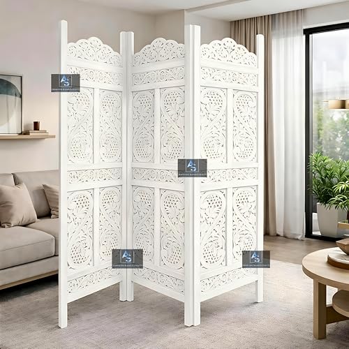 Image of Partition for Living Room,Divider,Partition Wall Divider Screen Separator, Wall Panel Divider for Hall | Bedroom |Office | Puja Room | Restaurant S Design (3- Panels White)
