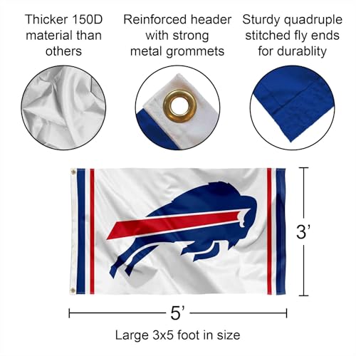 Kit mât de drapeau Buffalo Bills structure blanche WinCraft haute résistance